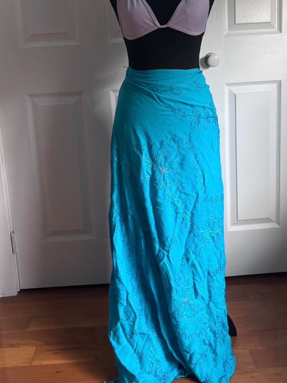 Turquoise Embroidered Swimsuit cover
